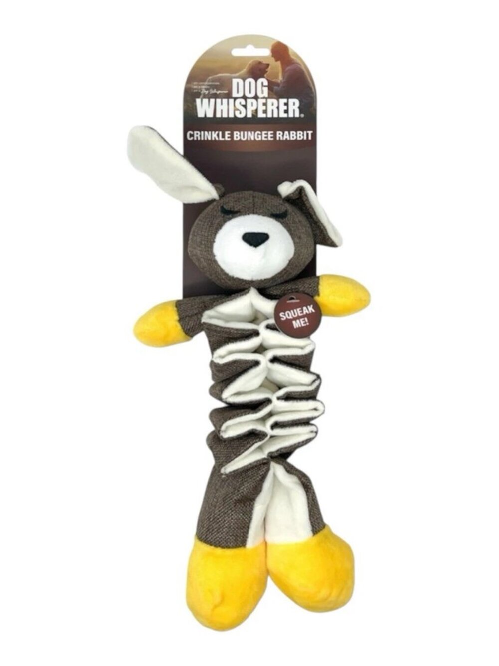Dog Whisperer Crinkle Bungee Rabbit 13" Dog Toy